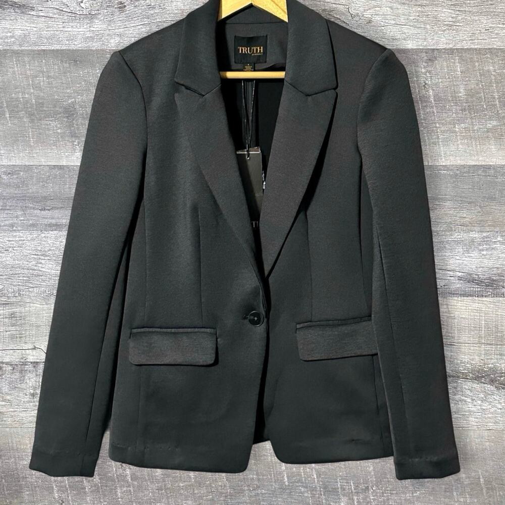 TRUTH x Republic Blazer Jacket NEW Womens 4 Charcoal Gray Heather Single Button